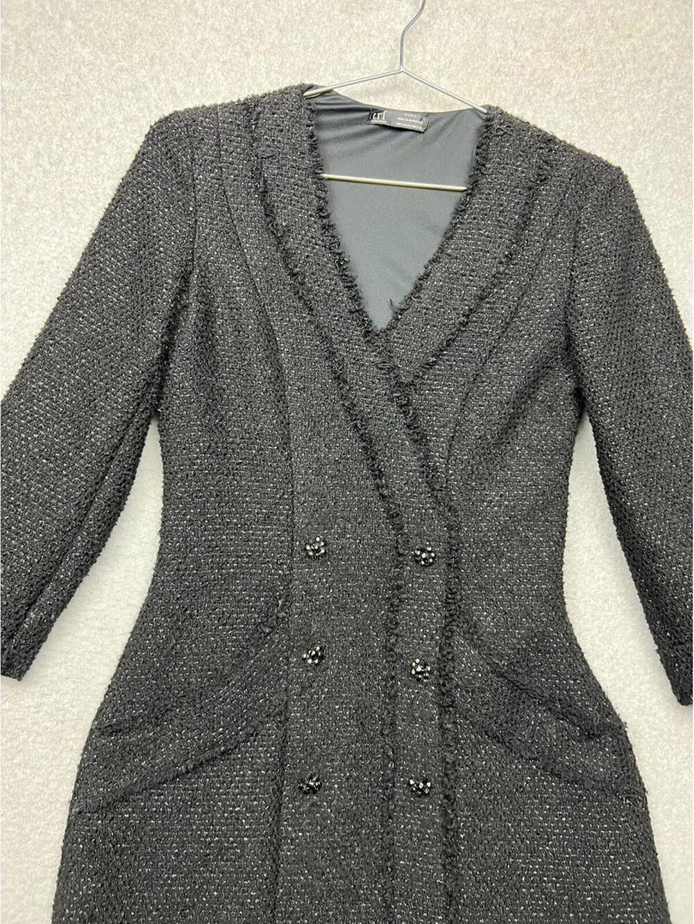Zara Tweed Double Breasted Blazer Tuxedo Mini Dress S Preppy Academia Old Money - Picture 11 of 14